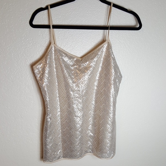 tan gray sequin strap tank top - Picture 3 of 9